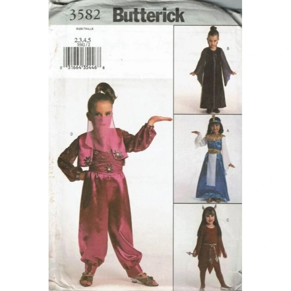 Butterick Sewing Pattern 3582 Costume Genie Cleopatra Devil Vampire Witch Sz 2-5